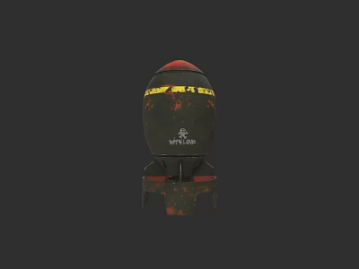 Military Bomb Weapon With Green Red Yellow Markings Weathered Texture Base Stand Virtual 3d model