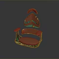 Modern Unique Copper Chair With Green Accents Curved Armrests And Streamlined Backrest