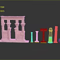 Detailed Ancient Architectural Components With Portico And Various Column Styles 3d model