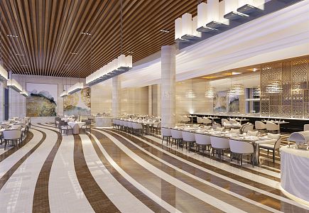 Modern Restaurant Hotel Lobby 3d model