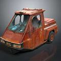 Rusty Red Small Truck Model With Vintage Metal Surface And Unique Design