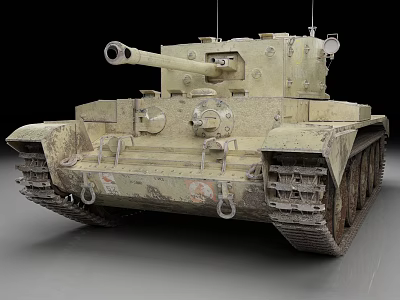 Vintage Military Tank With Weathered Armor Tracks And Cannon Details 3d model