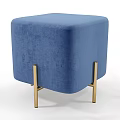 Square Velvet Stools in Gray Green Blue with Modern Gold Legs Design