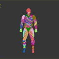 Futuristic Game and Movie Character With Silver and Orange Armor Full Body Mechanical Design