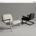 Modern Leisure Chairs With White And Black Upholstery And Metal Frame Design