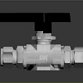 Polished Stainless Steel Ball Valve With Black Handle And Connection Fittings