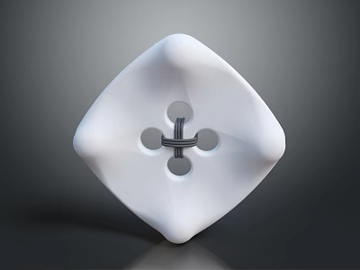 White Shiny Three Dimensional Object With Smooth Surface Central Metal Cross And Circular Holes 3d model