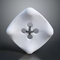 White Shiny Three Dimensional Object With Smooth Surface Central Metal Cross And Circular Holes 3d model
