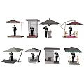 Various Security Guard Models With Different Booth And Umbrella Designs 3d model