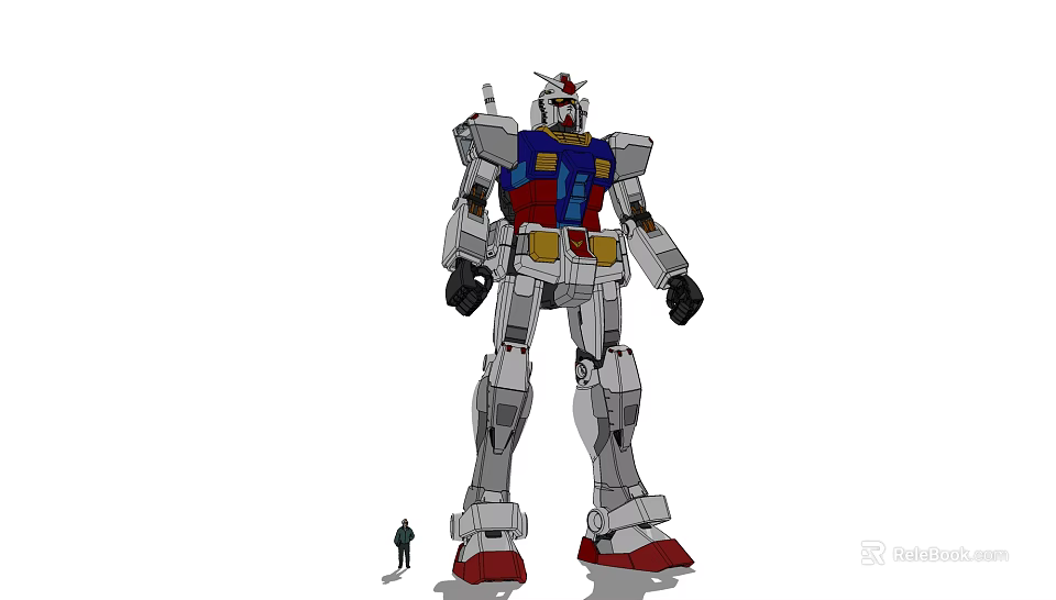 Giant Robot Figure With Human Silhouette For Size Comparison And Mechanical Details 3d model 