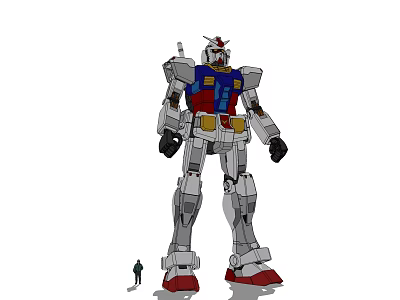 Giant Robot Figure With Human Silhouette For Size Comparison And Mechanical Details 3d model