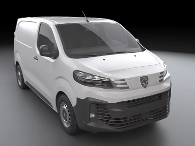 White Peugeot Commercial Van Front View With Modern Design And Headlights 3d model