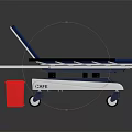 Medical Stretcher With Blue Mattress White Frame Yellow Block And Wheels For Hospital Use