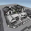 Traditional Ancient Architecture Cluster With Courtyard And Tile Roofs Amidst Lush Trees