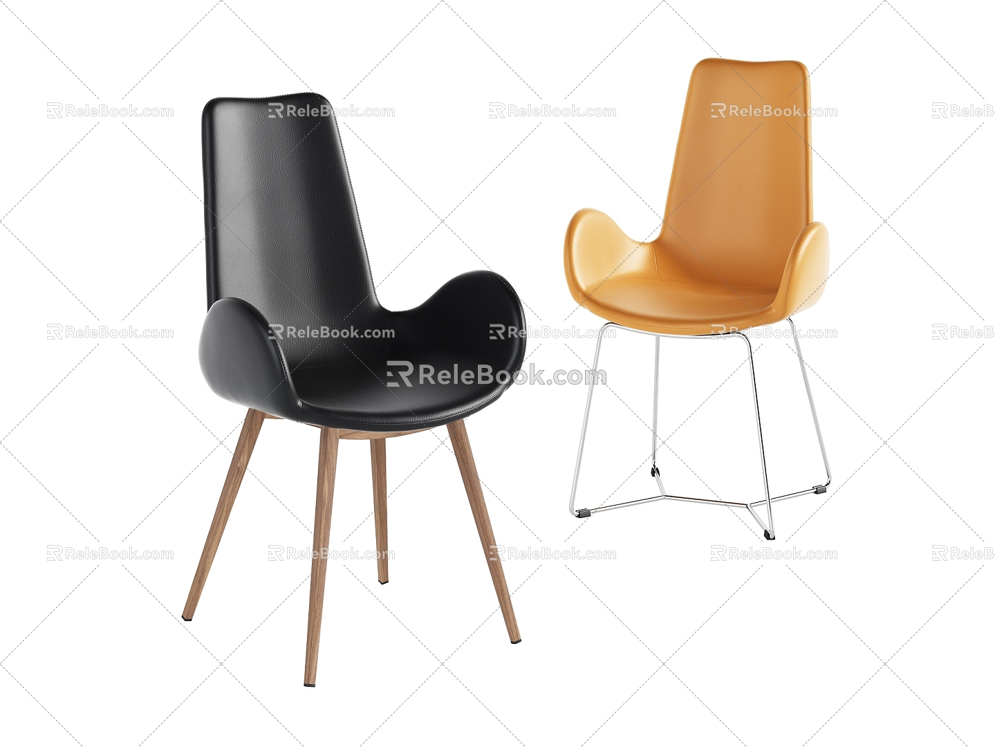 Simple and stylish atmospheric leather solid wood dining chair combination model