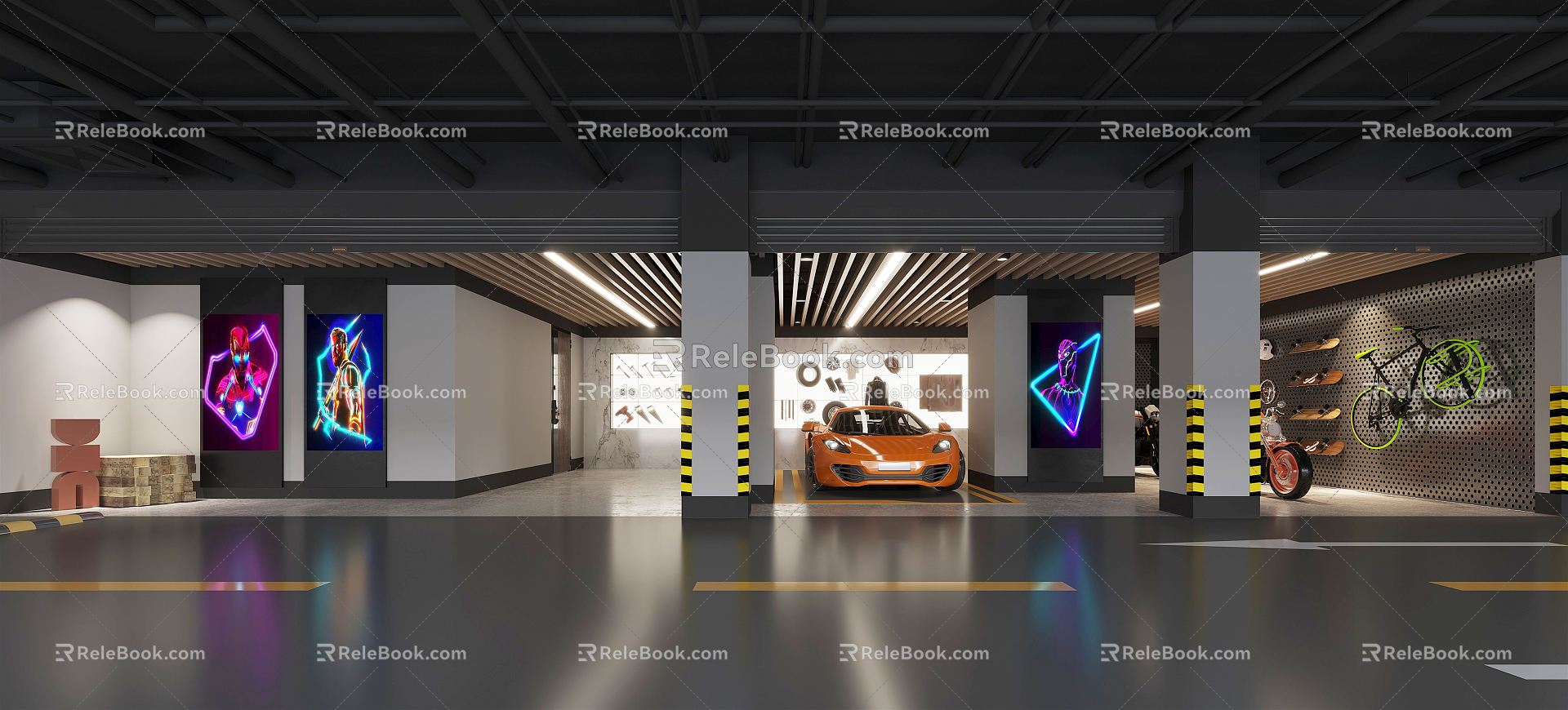 Modern Garage Parking Garage 3d model