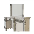 Classical Dressing Table With Ornate Carved Details And Gold Accent Mirror 3d model