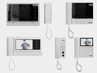 Modern Wired Video Doorbell With Intercom And Display Screen Design 3d model