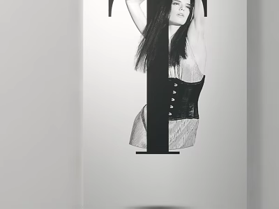 Portrait Painting of Woman With Long Hair and Black Corset in Artistic Style 3d model