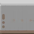 Modern White Wardrobe Interior With Circular Decorations Wooden Floor And Plant