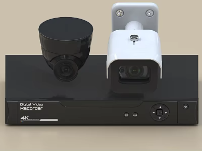 Security Surveillance System With Dome And Bullet Cameras Digital Video Recorder 4K Ultra HD 3d model