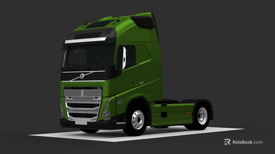 Green Volvo Heavy Duty Truck With Modern Cab Exterior Design 3d model 