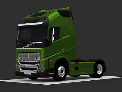 Green Volvo Heavy Duty Truck With Modern Cab Exterior Design 3d model