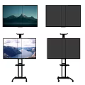 Modern Televisions Wall Mounted and Stand Mounted with Scenic Mountain and Lake View Displays