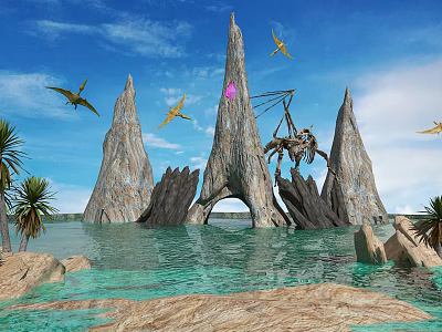 modern cartoon architecture jurassic mountain 3d model modern cartoon architecture jurassic mountain 3d model