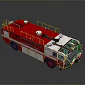 Red And White Fire Truck With Ladder And Emergency Rescue Equipment