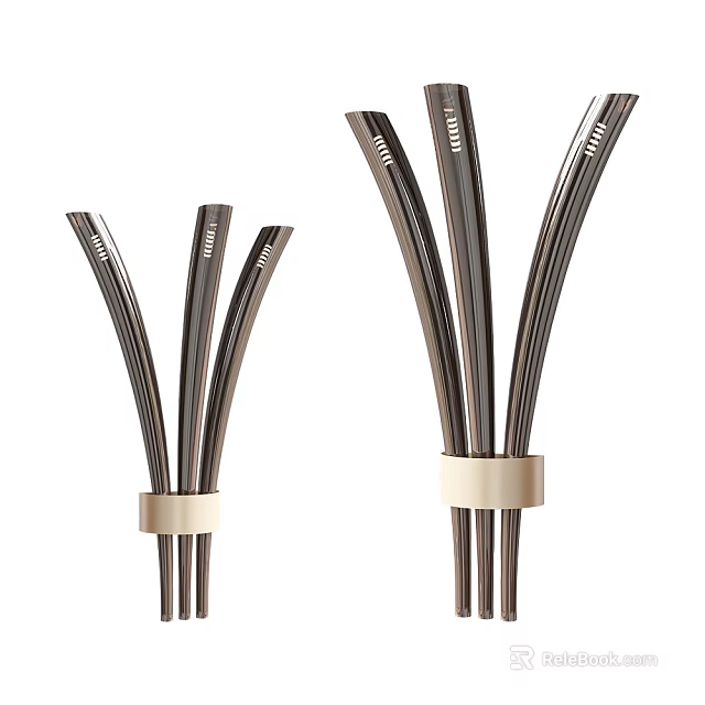 Modern Sleek Wall Lamps With Metal Construction Multi Arm Design And Beige Decorative Rings 3d model 