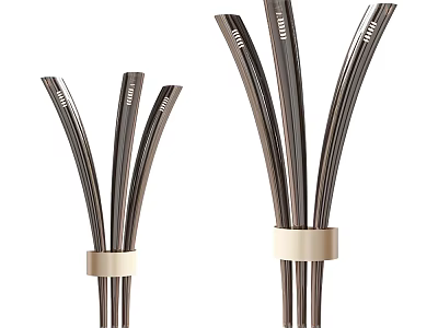 Modern Sleek Wall Lamps With Metal Construction Multi Arm Design And Beige Decorative Rings 3d model