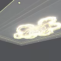 Unique shaped Pendant Light Featuring Illuminated Cloud like Floral Design Square Frame and Golden Border