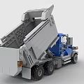 Building Blocks Dump Truck Toy With Blue Cab Gray Bed And Wheels