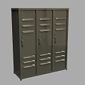 Dark Gray Metal Storage Cabinet with Multiple Drawers and Solid Doors