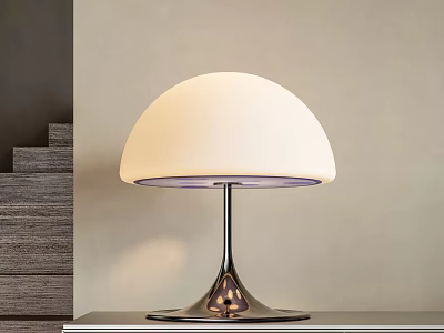 Modern White Dome Shaped Table Lamp With Metal Base For Home Interior 3d model