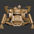 Golden Sci Fi Mechanical Game Movie Character With Multiple Arms And Leg Structure