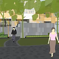 Garden Landscape Design With Lush Trees Green Hedges And Paved Walkway For Outdoor Activities