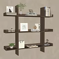 Wooden Wall Bookshelf With Books Decorative Items Photo Frame And Small Plant