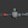 Cartoon Robot Character With Red Eyes Mechanical Arms And Gray Body