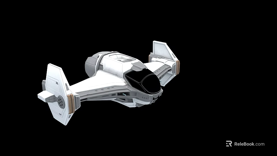 Futuristic White Metallic Weapon Fighter With Sleek Design And Advanced Thrusters 3d model 