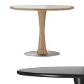 Modern Round Dining Table With Wooden Top And Sleek Metal Base Design