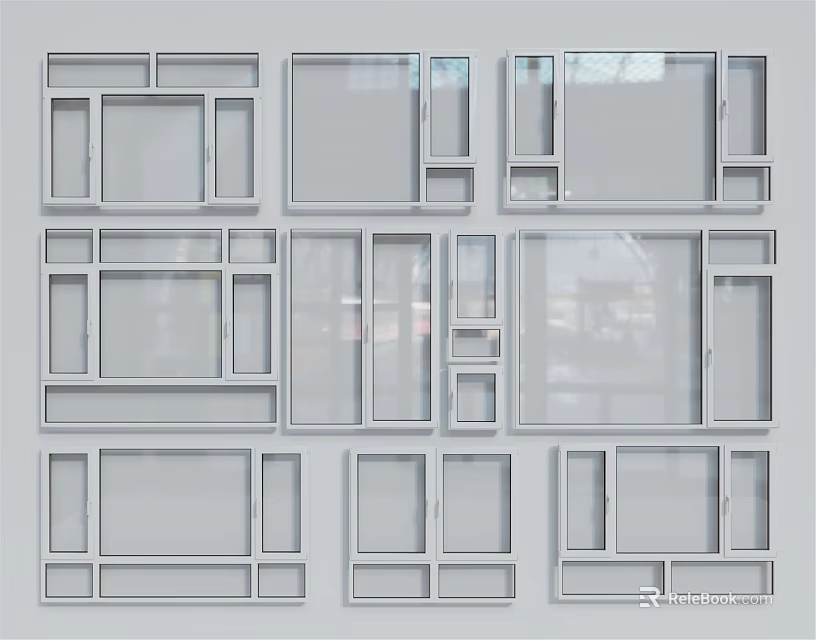 Different Types Of Casement Windows With Modern Frame And Glass Designs 3d model 