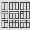 Various Modern Window Designs With Black Frames And Multiple Glass Panel Styles 3d model