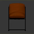 Modern Single Sofa With Orange Cushion And Black Metal Frame