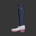 Blue And White Platform Boots With Pink Accents And High Shaft Design