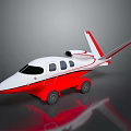 Red and White Private Jet With Sleek Fuselage Windows Landing Gear and Reflective Surface