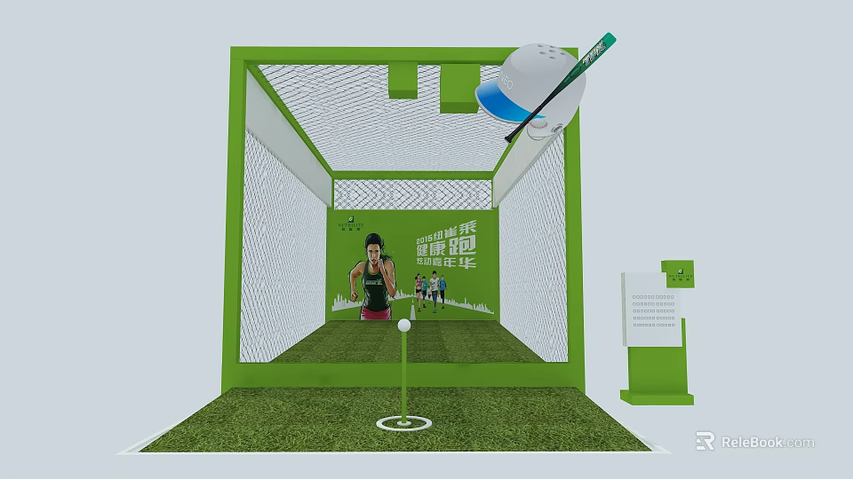 Family Friendly Green Mini Golf Play Equipment With Net Grass Area Golf Club And Ball 3d model 