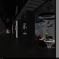 Modern Restaurant Interior With Red Black Decor Dining Tables Flowers And Pendant Lights
