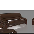 Modern Brown Leather Sofa Set With Three Seater Sofa And Armchairs 3d model